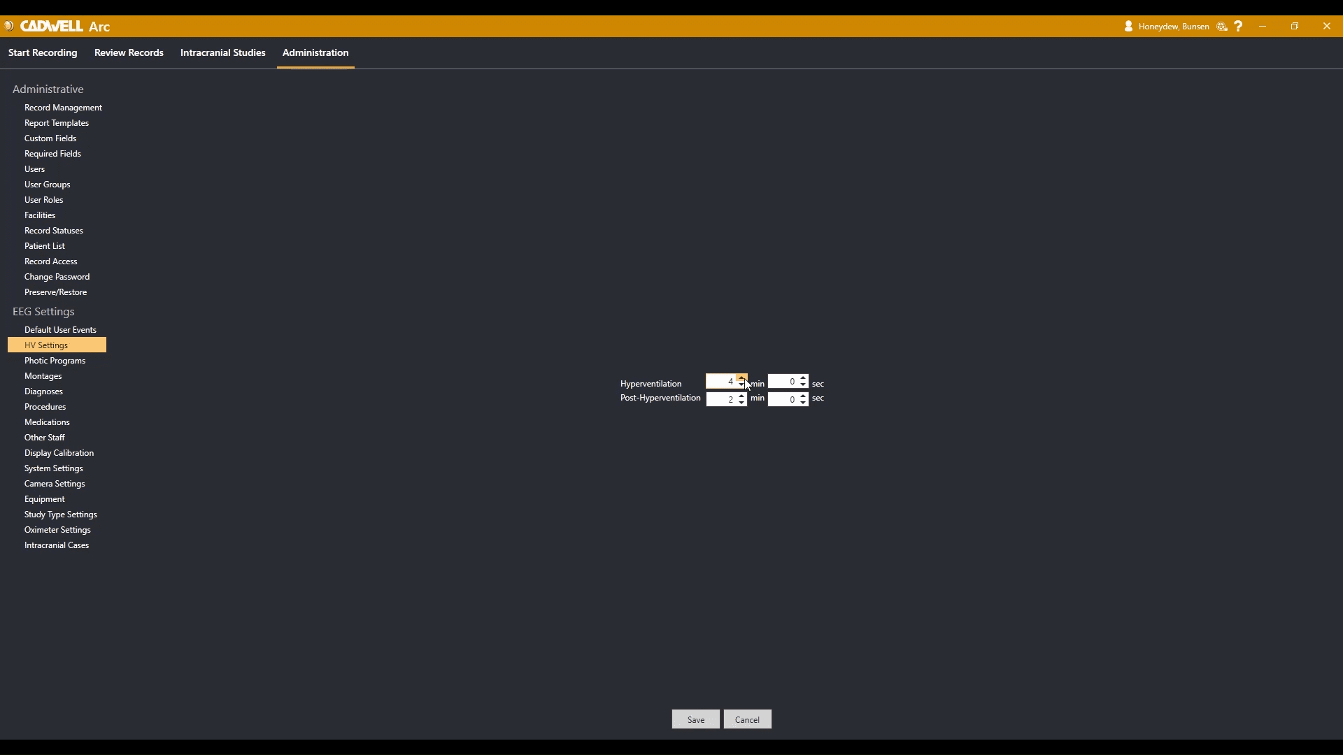 Hyperventilation Settings
